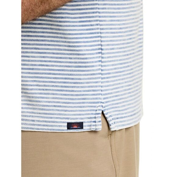 Faherty Mens Isle Striped Polo Sz 2XL Sunwashed Indigo Organic Cotton - Picture 3 of 9